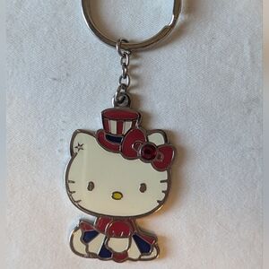 Hello Kitty Red, White and Blue Metal and Enamel Keychain